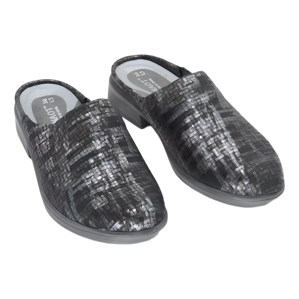 NAOT Gray Mixed Metallic Lodos Leather Mule Size 5 EU 36